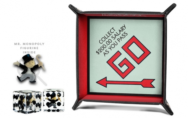 Inclusion Dice: Monopoly Dice Tray with Mr. Monopoly Dice Bundle