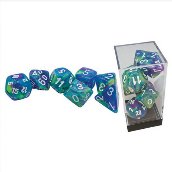 Chessex: Mega Hedrals - Festive Waterlily/White Set (7)