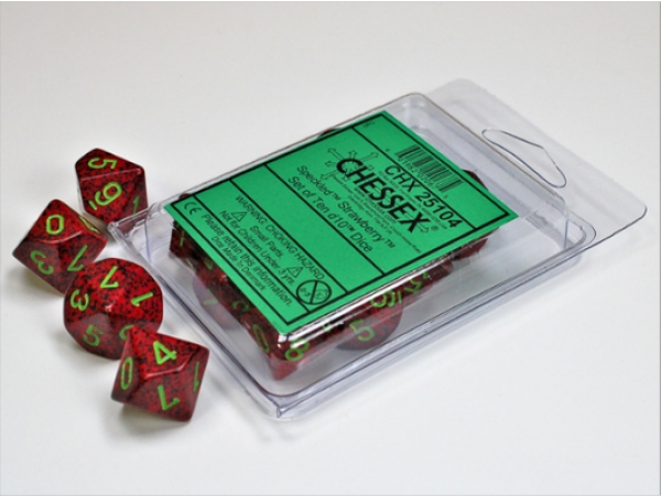 Chessex Dice Sets: Strawberry Speckled d10 Set clamshell (10)