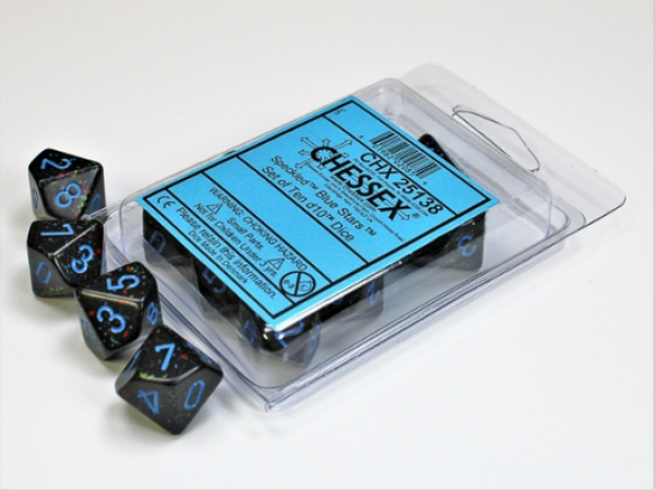 Chessex Dice Sets: Blue Stars Speckled d10 Set (10)