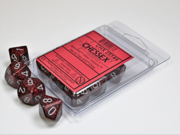 Chessex Dice Sets: Silver Volcano Speckled d10 Set (10)