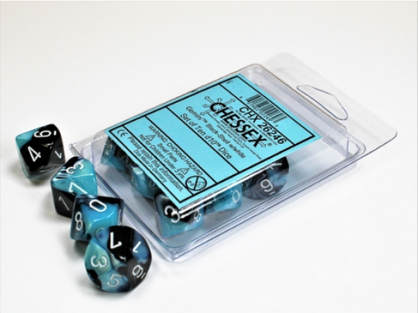 Chessex Dice Sets: Gemini Black-Shell/White d10 Set (10)
