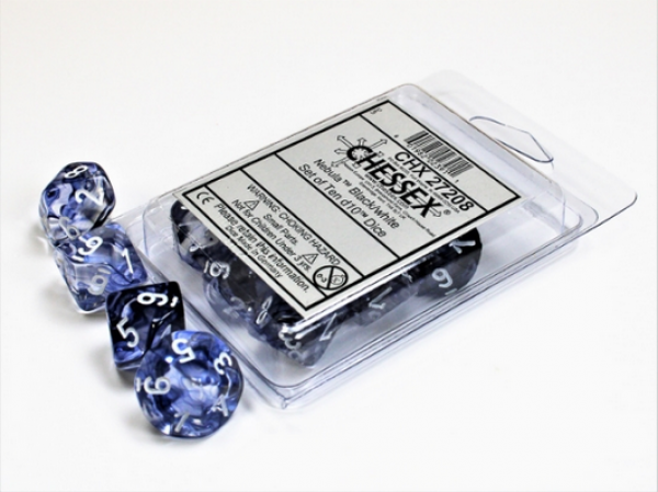 Chessex Dice Sets: Nebula Black/White d10 Set (10)