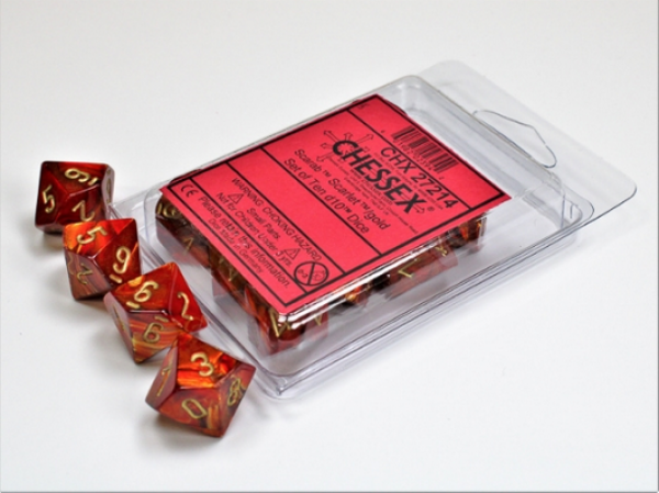 Chessex Dice Sets: Scarab Scarlet/Gold d10 Set (10)