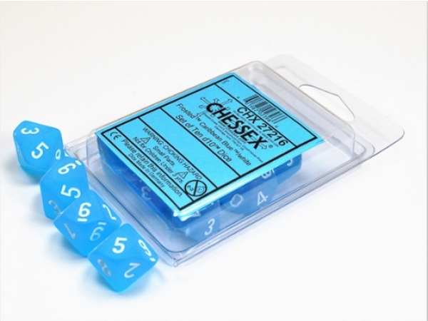 Chessex Dice Sets: Frosted Caribbean Blue/White d10 Set (10)