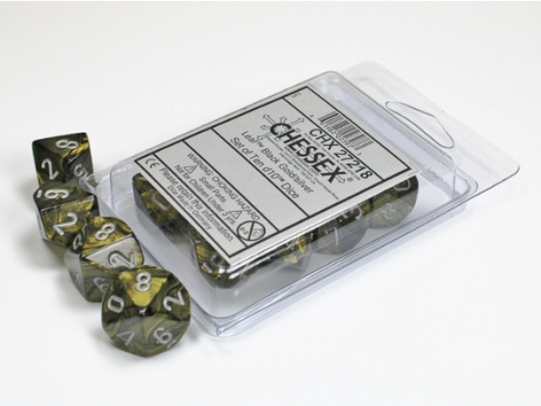 Chessex Dice Sets: Leaf Black Gold/Silver d10 Set (10)
