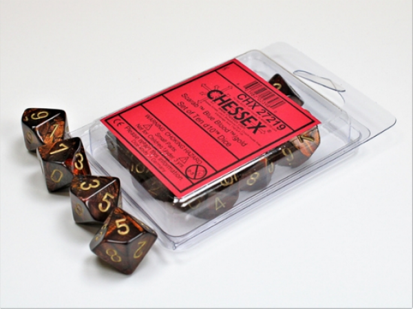 Chessex Dice Sets: Scarab Blue Blood/Gold d10 Set (10)