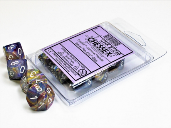 Chessex Dice Sets: Festive Carousel/White d10 Set (10)