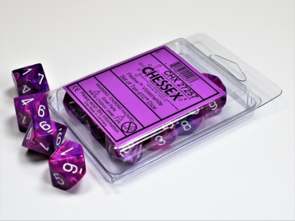 Chessex Dice Sets: Festive Violet/White d10 Set (10)