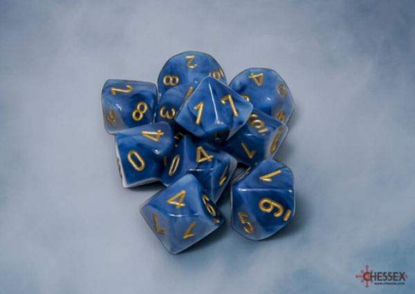 Chessex Dice Sets: Phantom Teal/Gold d10 Set (10)