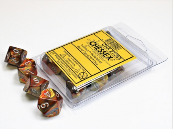 Chessex Dice Sets: Lustrous Gold/Silver d10 Set (10)