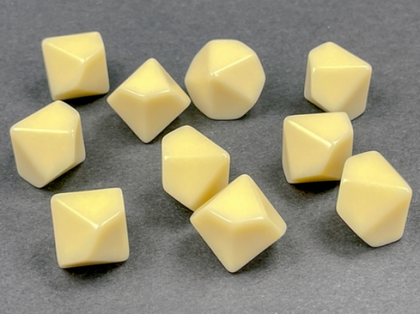 Chessex Special Dice: Opaque Polyhedral Bag of 10 Blank Ivory d10 Dice (10)