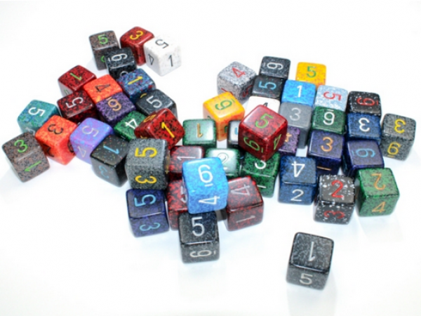 Chessex Bulk Dice Sets: Bag of 50 Assorted Loose Speckled Polyhedral d6 Dice (50)
