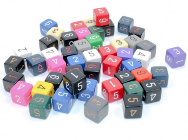 Chessex Bulk Dice Sets: Bag of 50 Assorted Loose Opaque Polyhedral d6 Dice (50)