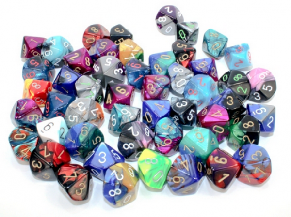Chessex: Bag of 50 Assorted Loose Gemini Polyhedral d10 Dice (50)