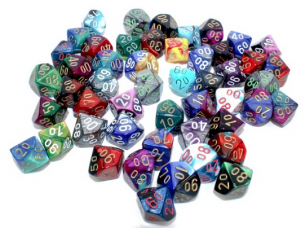 Chessex: Bag of 50 Assorted Loose Gemini Polyhedral Tens 10 Dice (50)