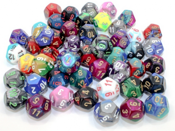 Chessex: Bag of 50 Assorted Loose Gemini Polyhedral d12 Dice (50)