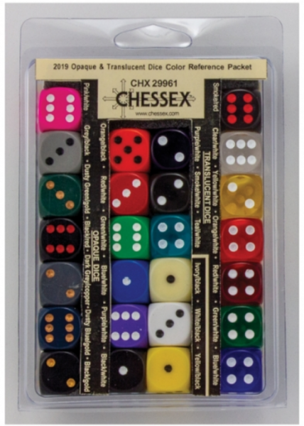 Chessex Choice Dice: 2007-2023 Opaque & Translucent Dice Color Reference Packet