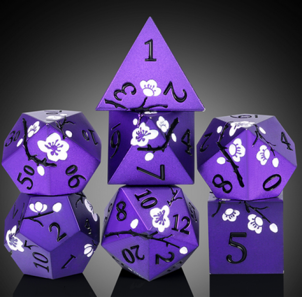 Dice Habit: Metal & Enamel Dice Set - (Sakura) Purple (7pcs)