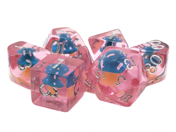 Old School RPG Dice Set: infused- Mushroom-Teal