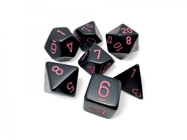 Opaque Black/pink Polyhedral 7-Dice Set