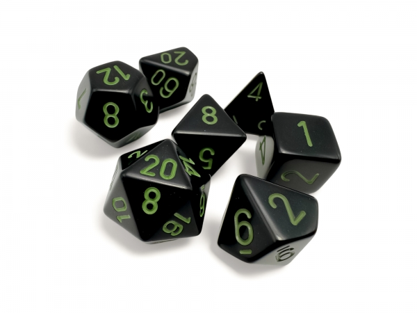 Opaque Black/green Polyhedral 7-Dice Set