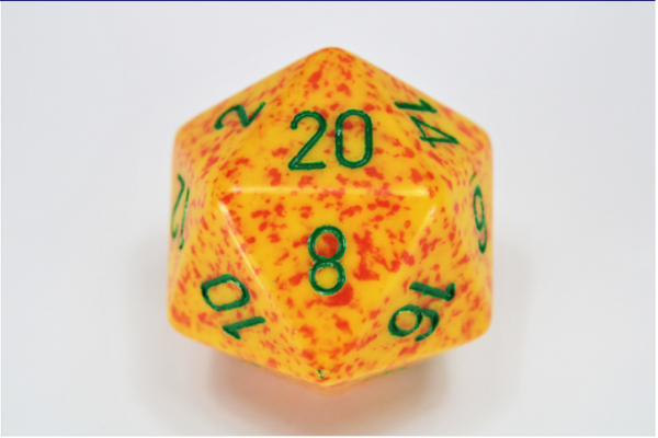 Chessex Special Dice: Yellow/Green Lotus Speckled 34mm d20