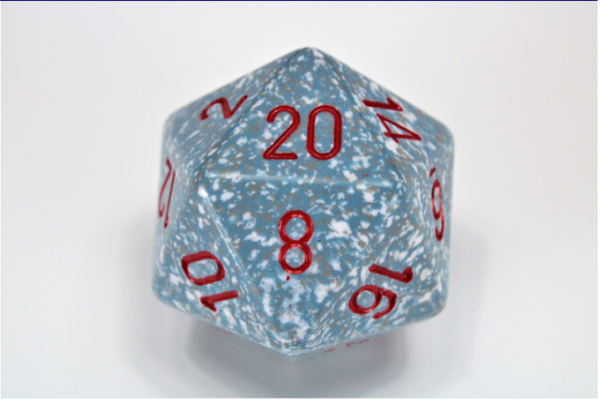 Chessex Special Dice: Gray/Red Air Speckled 34mm d20