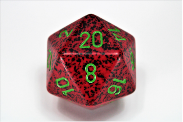 Chessex Special Dice: Red/Green Strawberry Speckled 34mm d20