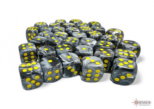 Chessex: Vortex Black/yellow 12mm d6 Dice Block