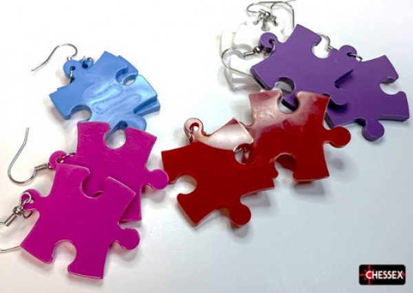 Chessex: Earrings Opaque Puzzle Piece Pair (Assorted Colors)