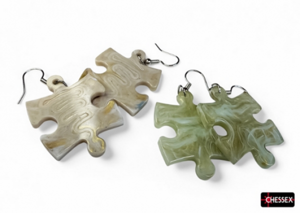 Chessex: Earrings Marble Puzzle Piece Pair (Assorted Colors)