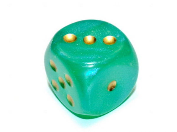 Chessex: Borealis Light Green/gold Luminary 30mm d6 dice w/pips