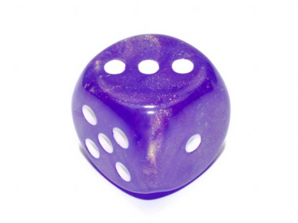 Chessex: Borealis Purple/white Luminary 30mm d6 dice w/pips