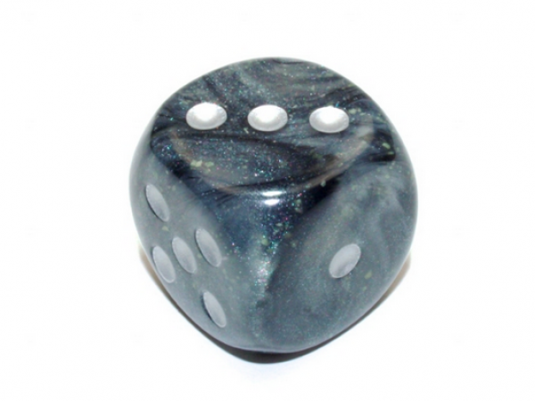 Chessex: Borealis Light Smoke/silver Luminary 30mm d6 dice w/pips