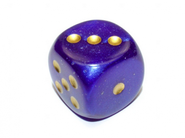 Chessex: Borealis Royal Purple/gold Luminary 30mm d6 dice w/pips