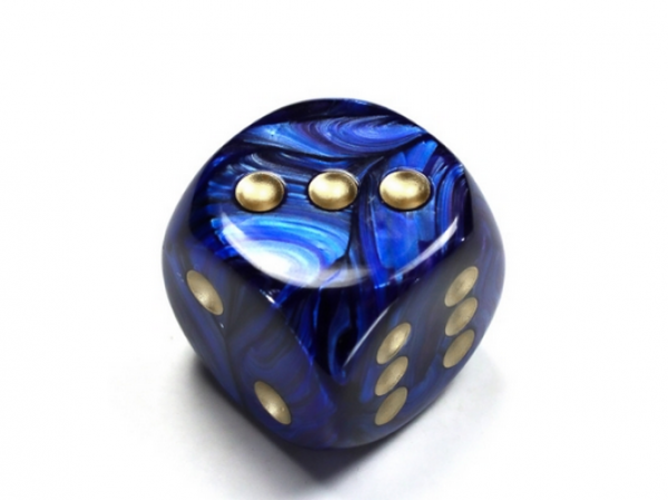 Chessex: Scarab Royal Blue/gold 30mm d6 dice w/pips