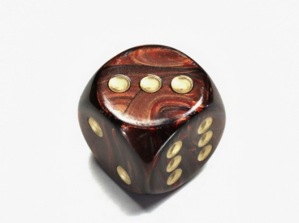 Chessex: Scarab Blue Blood/gold 30mm d6 dice w/pips