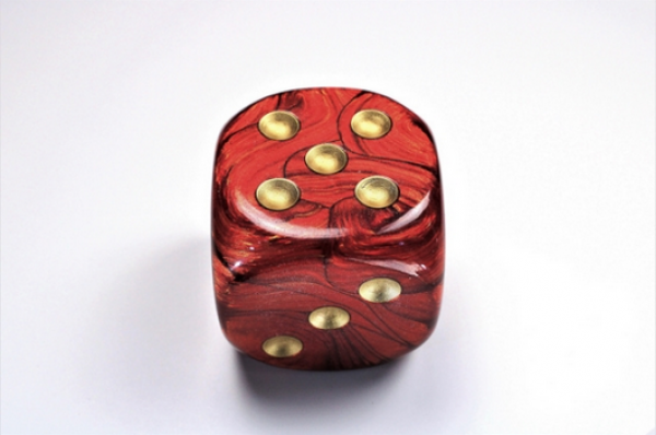 Chessex: Scarab Scarlet/gold 50mm d6 dice w/pips