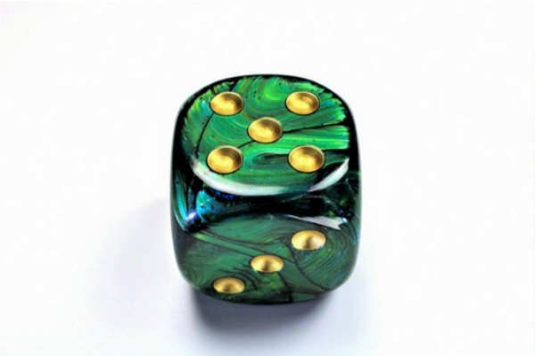Chessex: Scarab Jade/gold 50mm d6 dice w/pip