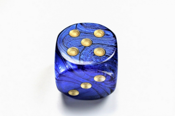 Chessex: Scarab Royal Blue/gold 50mm d6 dice w/pips