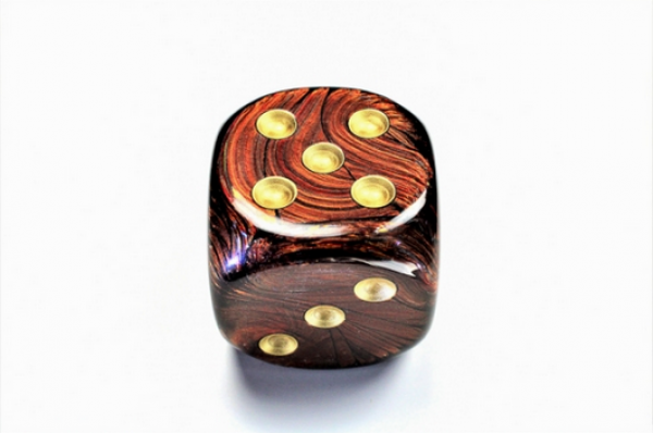 Chessex: Scarab Blue Blood/gold 50mm d6 dice w/pips