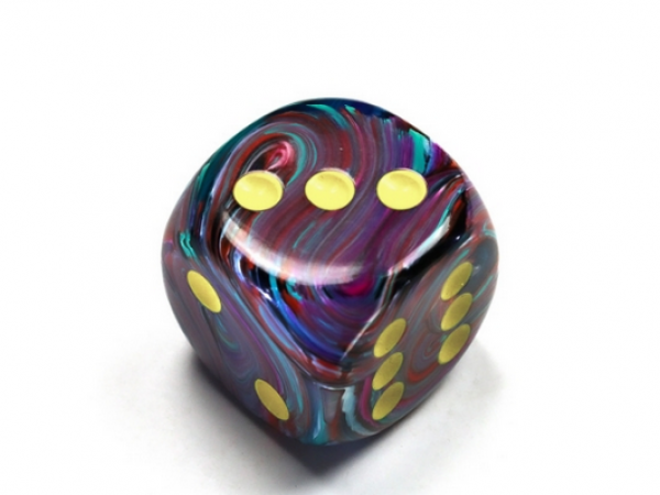 Chessex: Festive Mosaic/yellow 30mm d6 dice w/pips