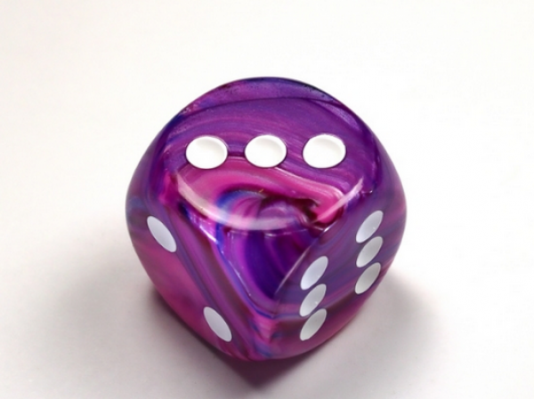 Chessex: Festive Violet/white 30mm d6 dice w/pips