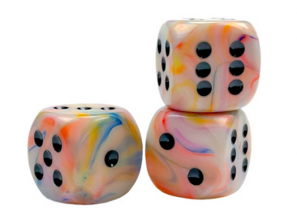 Chessex: Festive Circus/black 30mm d6 dice w/pips