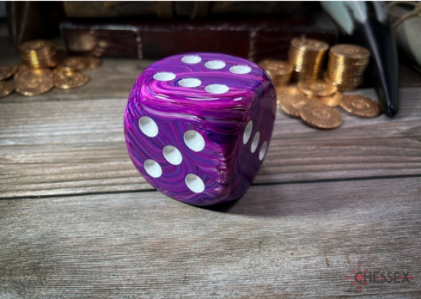 Chessex: Festive Violet/white 50mm d6 dice w/pips