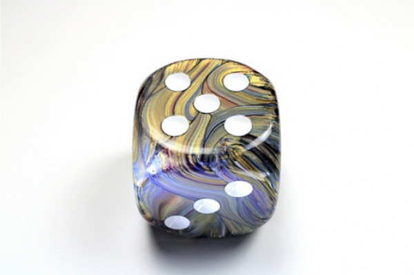 Chessex: Festive Carousel/white 50mm d6 dice w/pips