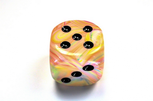 Chessex: Festive Circus/black 50mm d6 dice w/pips