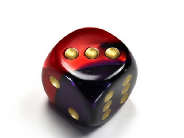 Chessex: Gemini Purple-Red/gold 30mm d6 dice w/pips