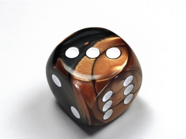 Chessex: Gemini Black-Copper/white 30mm d6 dice w/pips